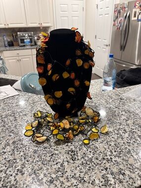 Handmade Yellow & Orange Leaf Necklace - Women Jewelry